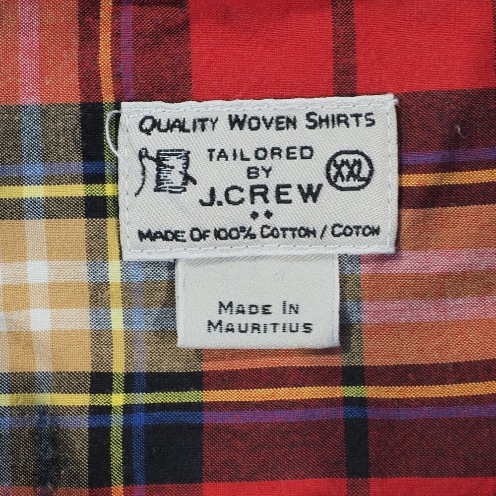 J Crew Shirt Men XXL Red Plaid Cotton Button Preppy Classic Casual Dress Western - Picture 3 of 9